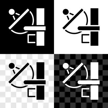 Set Radar icon isolated on black and white, transparent background. Search .. イラスト素材