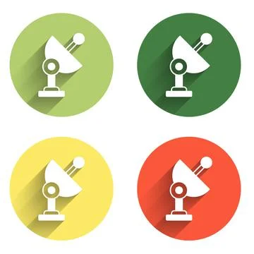 Set Radar icon isolated with long shadow background. Search system. Satelli.. Stock Illustration