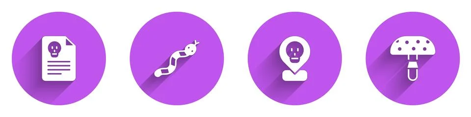 Set Radiation warning document, Snake, Radioactive location and Fly agaric Stock Illustration