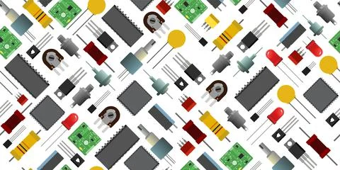 Set of radio components. Background image. Seamless pattern. Element for radi Stockillustratie