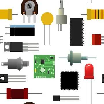 Set of radio components. Seamless pattern. Background image. Element for radi Stock Illustration