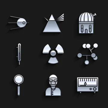 Set Radioactive, Assistant, Electrical measuring instruments, Molecule Illustrazione stock