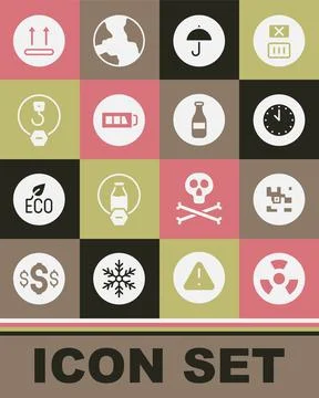 Set Radioactive, QR code, Clock, Delivery package with umbrella, Battery イラスト素材