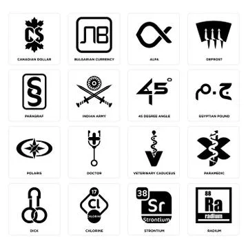 Set of radium, strontium, dick, veterinary caduceus, polaris, 45 degree angle Free Stock Illustration