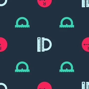 Set Radius, Protractor and ruler and  on seamless pattern. Vector Stock Illustration