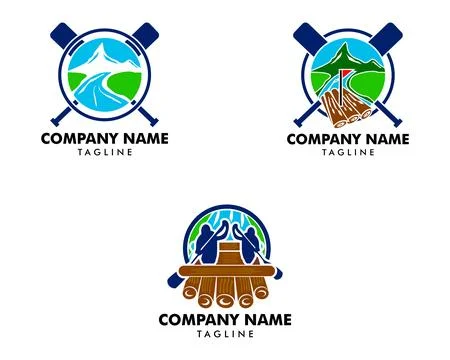 Set of Rafting logo design vector template Stock Illustration