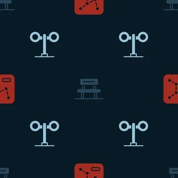 Set Railway map, Waiting hall and Train traffic light on seamless pattern イラスト素材