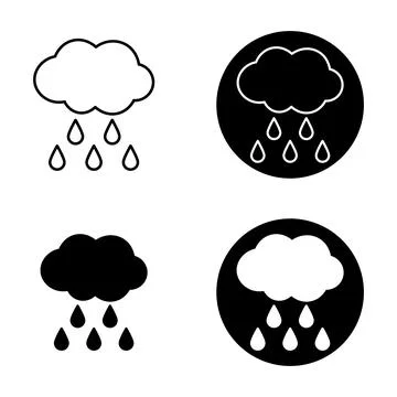 Set of Rain Cloud Icons Vector Illustration Stock Illustration