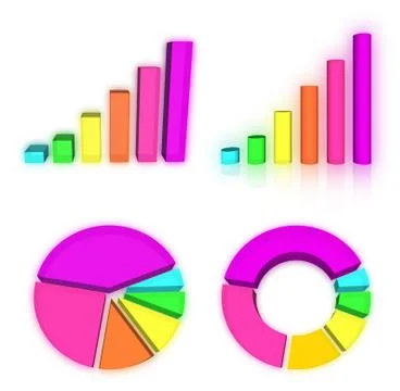 Set of rainbow charts graph Stock Illustration