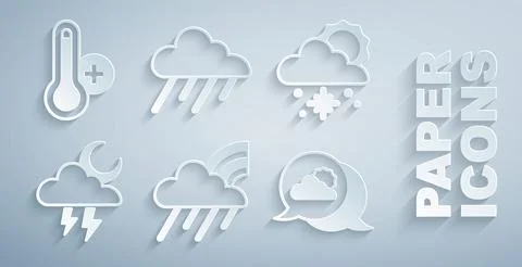 Set Rainbow with cloud and rain, Cloud snow sun, Storm, Location, and Illustrazione stock