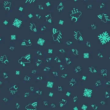 Set Rainbow with cloud and rain, Cloud moon, and Snowflake on seamless pattern 스톡 일러스트