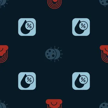 Set Rainbow with cloud, Eclipse of the sun and Water drop percentage on seaml Stock Illustration