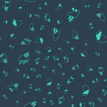 Set Rainbow with clouds, and rain, and Man having headache on seamless pattern Stock Illustration