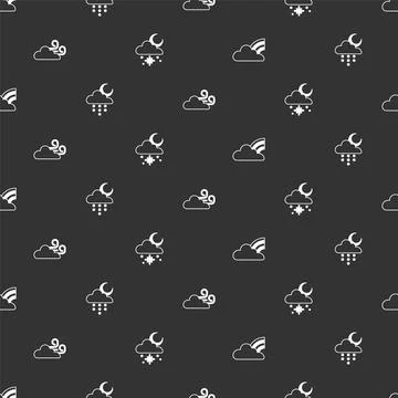 Set Rainbow with clouds, Cloud rain and moon, Windy weather and snow sun on Illustrazione stock