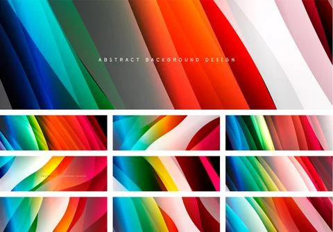 Set of rainbow color trendy simple fluid color gradient abstract backgrounds 스톡 일러스트