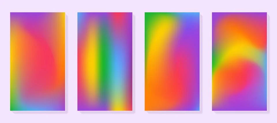 Set of rainbow gradient vertical backgrounds. Stock Illustration