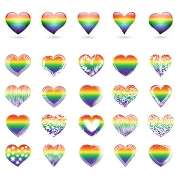 Set of rainbow hearts Stock Illustration