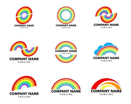 Set of Rainbow Logo design vector template Stock Illustration