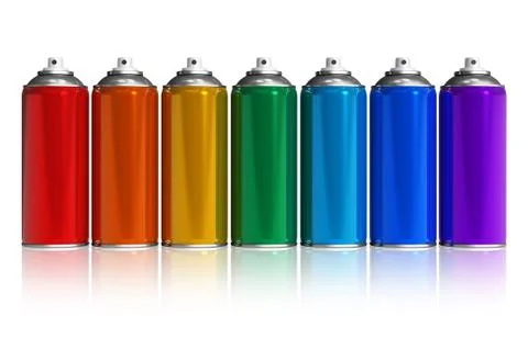 Set of rainbow paint spray cans Illustrazione stock