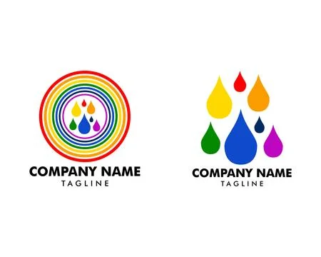 Set of Rainbow with rain logo template vector icon illustration design Stock Illustration