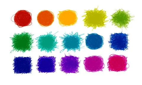 Set of rainbow scribble elements with place for your text on white background. Illustrazione stock