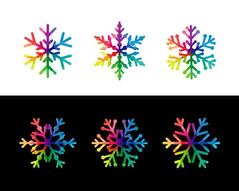 Set of rainbow snowflakes Stock Illustration