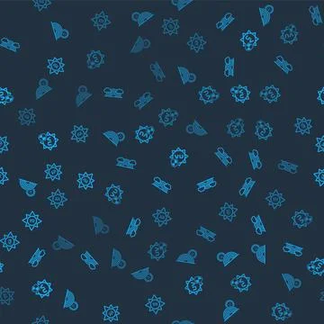 Set Rainbow with sun, clouds, UV protection and on seamless pattern. Vector Illustrazione stock