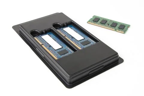 Set of RAM modules for a laptop on a white isolated background Stock Photos