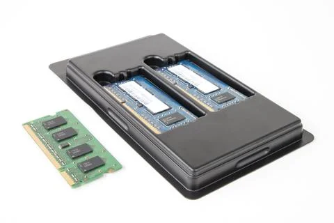 Set of RAM modules for a laptop on a white isolated background Stock Photos