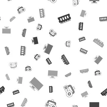 Set RAM, random access memory, Web camera, and Computer monitor screen on Illustrazione stock