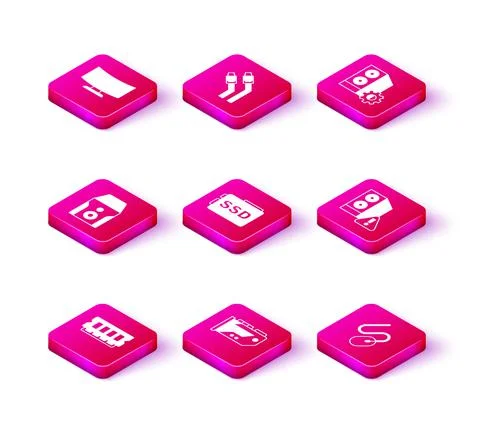 Set RAM, random access memory, Video graphic card, Uninterruptible power supply イラスト素材