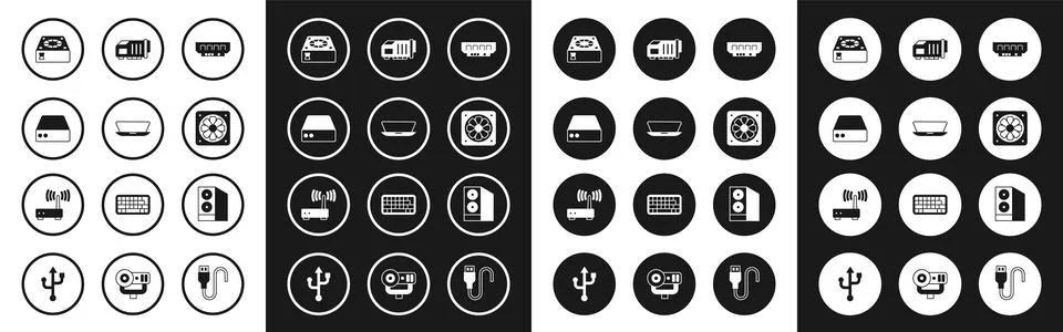 Set RAM, random access memory, Laptop, Server, Data, Web Hosting, Computer .. Stock Illustration