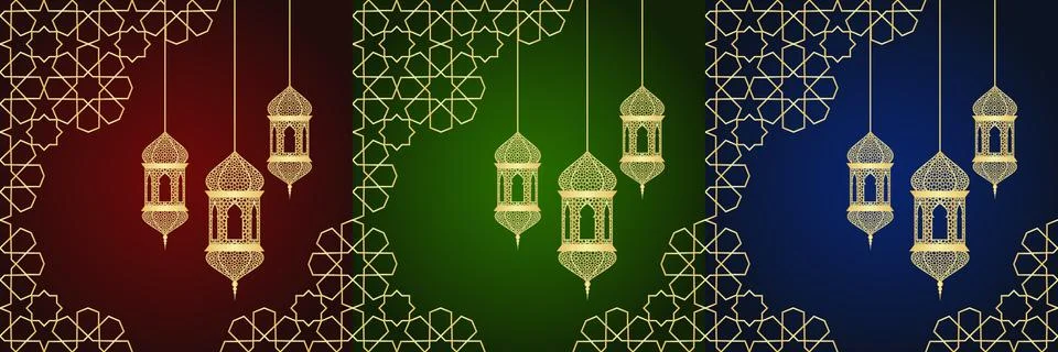 Set of ramadan cards Stock Illustration