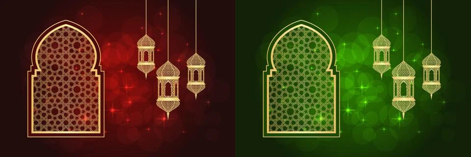 Set of ramadan cards Stock Illustration