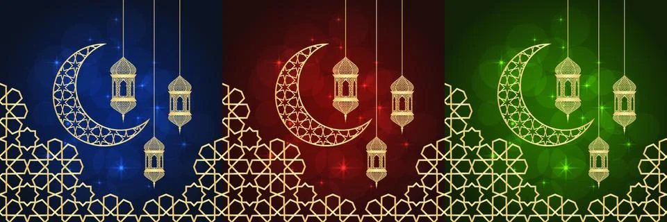 Set of ramadan cards Stock Illustration
