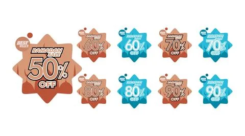 Set of Ramadan Discount label Stock Illustration
