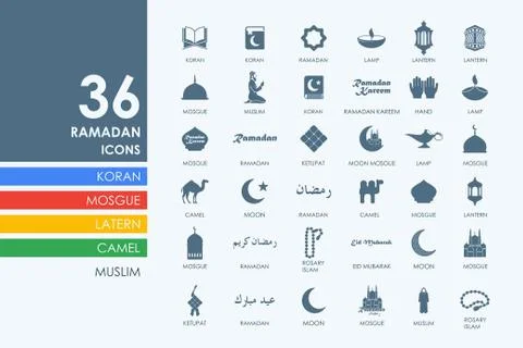 Set of ramadan icons Stock Illustration