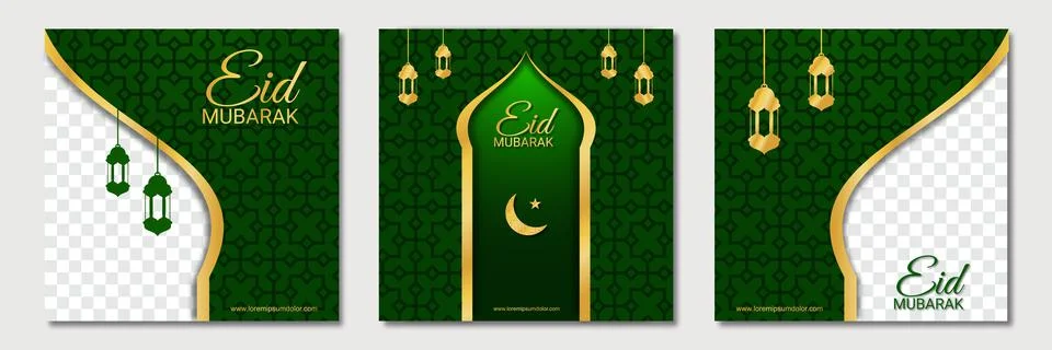 Set of ramadan square banner template design with a place for photos. Suitabl Stock Illustration