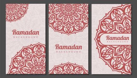 Set of ramadan vertical background mandala design element Stock Illustration