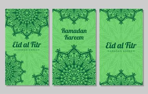 Set of ramadan vertical background mandala design element Stock Illustration