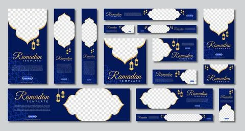 Set of ramadan web banners of standard size with a place for photos. Ramadan Illustrazione stock