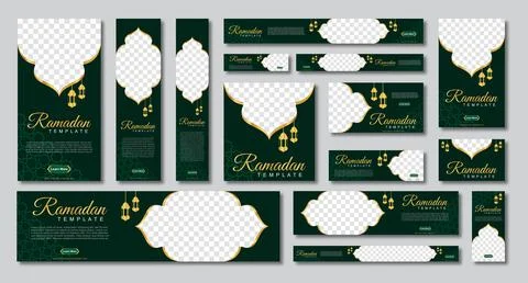 Set of ramadan web banners of standard size with a place for photos. Ramadan Stock Illustration