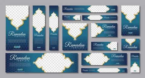 Set of ramadan web banners of standard size with a place for photos. Ramadan  Stock Illustration