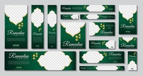 Set of ramadan web banners of standard size with a place for photos. Ramadan  Stock Illustration