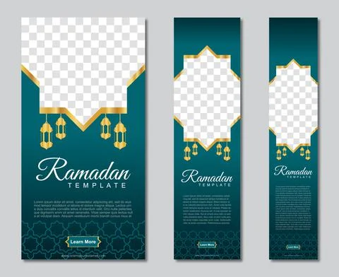 Set of ramadan web banners of standard size with a place for photos. Ramadan  Stock Illustration