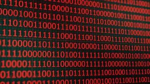 Set of random binary code . Digits 0 1 changes randomly. Alpha channel tran.. Foto stock