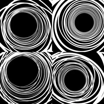 Set of random concentric rings, concentric circles geometric patterns. Abstra Illustrazione stock