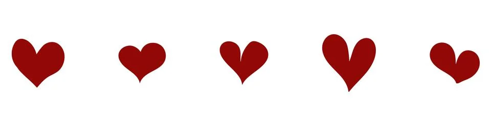 A set of random hearts in vector doodle style Stock Illustration