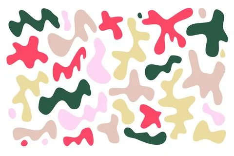 Set random shapes irregular form. Colorful blobs, liquid, colored organic blot Stock Illustration