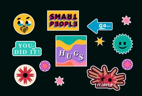 Set of random sticker collection .vector illustration Stock Illustration